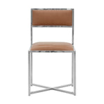 ZUN Eun 20 Inch Vegan Faux Leather Dining Chair, Chrome Base, Set of 2, Brown B056P198170