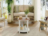 31.5" Round Coffee Table with Storage Shelf, 2-Tier Farmhouse Coffee Table with Rustic Wood Grain W1820P537105