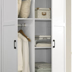 ZUN Aubree 40" White Wardrobe Cabinet Armoire with 2 Drawers and Hanging Rod B061133844