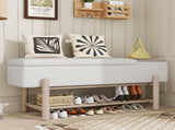 TREXM Farmhouse Upholstered Storage Bench with Hidden Compartment, Modern Entryway Bench for Living N715P308014N