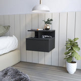 Floating Nightstand Flopini, One Drawer, Black Wengue Finish B092123117