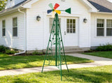 6.2ft Green 5-Blade Iron Windmill with Tripod Stand 77233899
