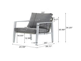 Silver Aluminum Lounge Chair with Sleek Rope Accents and Comfortable Cushions, Perfect for Modern 14684586