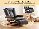 Modern Leather Swivel Recliner with Footrest, Compact Armchair 72210518