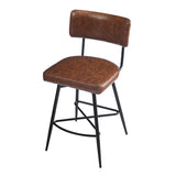 ZUN 26''Retro Swivel Counter Stools Set of 2,Brown Counter Stools with iron Frame,PU Sponge N780P199991B