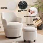 ZUN 360&deg;Swivel Accent Chair with Ottoman, Lounge Sofa with Nail Trim, Living Room Chairs, Bedroom Chair, W2113P237038