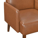 Mid-Century Modern Design Accent Chair Brown Faux Leather Upholstery Walnut Finish Solid Wood 1pc B011P256603
