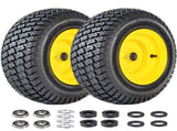 Set of 2 16x6.50-8 Lawn Mower Tires and Wheel Assembly, 4-Ply Tubeless Turf Tread Replacement, 3" W1364P445939