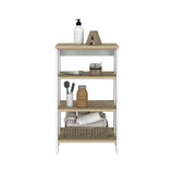 Cabinet 29.7H", Four Shelves, Vertical, Light Oak / White B097133248