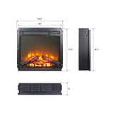 ZUN 18 inch electric fireplace insert, ultra thin heater with log set & realistic flame, overheating 75238695