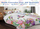 Colorful Bird Flower Design Quilt Set 3 Pieces King Size Soft Warm Bedding Set Include 1 Quilt And 2 15988841