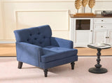 Tufted Club Chair, Accent Chair, Upholstered Button Armchair, Linen Fabric Corduroy Sofa Chairs for 10084667