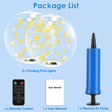 2 Pack Outdoor Solar Pool Lights, LED Light Up Balls with Remote, 3200K Warm Glow, 3 Lighting Modes 73295815