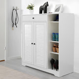 Freestanding Shoe Rack Organizer with 2 Shutter Door, Entryway Narrow Shoe with Adjustable W40981155