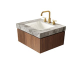 24" MURI Light Gray Sintered Stone Countertop and Undermount Ceramic Basin with Three Standard W2615P480138