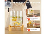 2.2 Gallon Glass Beverage Dispenser with Wooden Stand, Stainless Steel Spigot, Ideal for Serving 65207451