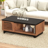 47" Coffee Table, No Assembly Required, Black with Bourbon Finish B108P160164
