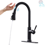 ZUN FLG Touch-On Kitchen with Pull Down Sprayer Single Handle Brass Touch Activated Kitchen Sink W1932126990