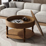 Coffee Table with Dual Storage for Living Room, 31.5" Modern Round Coffee Table with Storage and W1445P341373