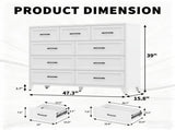 9-Drawer Tall Dresser, White Metal Storage Cabinet with Smooth Gliding Drawers, Space-Saving Chest T2398P498868
