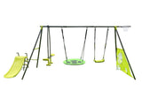 XNS052 green and blue interesting six function swingset with net swing metal plastic safe swing set W1711105122