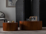 Round Wood Coffee Table for Living Room for Small Space Apartment and No Need Assembly W3081P255018