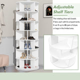 ZUN ON-TREND Φ23.6'' Rotating Shoe Rack Tower, 7-Tier Spinning Shoe Shelf with 5 Grids Per Layer, N721P180790K