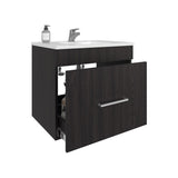 One door Batroom Vanity Hatta, Two Drawers and Open Shelf, Includes Hardware, Black B200P313688