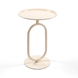 Lantern-shaped Metal End Table, Small Round Side Table, Modern Coffee Drink Cocktail Table, Small W2664P232828