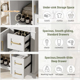 30" Bathroom Vanity with Ceramic Sink, Modern Storage Cabinet with Soft-Close Doors, Deep Drawer & N729P276610K