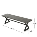 ZUN Outdoor Aluminum Dining Benches with Steel Frame, 2-Pcs Set, Grey / Black 61625.00BGRY