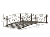 6ft Decorative Metal Garden Bridge Arch Footbridge with Safety Side Rails for Backyard Use 76412848