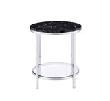 Virlana Faux Black Marble Top & Chrome Finish End Table B2726P270973