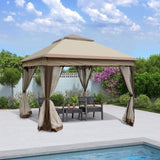 ZUN Outdoor 11x 11Ft Pop Up Gazebo Canopy With Removable Zipper Netting,2-Tier Soft Top Event W41932833