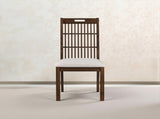 Set of 2 Rustic Dining Chairs, Farmhouse Side Chairs with Slatted Back, Upholstered Seat, Weathered W2537P369835