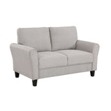Modern Transitional Sand Hued Textured Fabric Upholstered 1pc Loveseat Attached Cushion Living Room B01156549