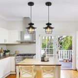 Vintage Farmhouse Pendant Light Rustic Metal Caged Pendant Lights Black Cage Hanging Lamp Adjustable 87437189