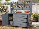 (With Assembly Video) Farmhouse Patio Potting Bench, 44.6''x19.5'' Large Freestanding Garden N717P404331E