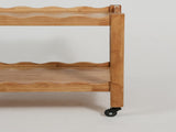 Solid Rubberwood Rolling Side Table, 2-Tier with Lockable Wheels & Removable Tray, Sturdy Durable W3040P455688