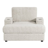 ZUN [Video]42" Oversized Chaise Lounge Indoor,Faux Rabbit Fur Sofa Bed with Storage Ottoman and N723P232726A