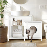 ZUN Cat litter box enclosure for bathroom, Hidden Litter Pet Washroom with Divider, Indoor Cat House for W1687P251061