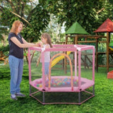 55'' Toddlers Trampoline with Safety Enclosure Net and Balls, Indoor Outdoor Mini Trampoline for 33415175