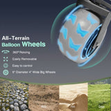9" x 4" All-Terrain Balloon Wheels! 300L XL Heavy-Duty Folding Wagon Cart - 480lbs Capacity, W2932P317113