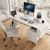 47.3"office desk with power outlet,2 Monitor Stands,2 drawers,Side Pocket,Easy to Assemble,Frame W2887P239957