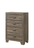 ZUN 1pc Contemporary 4-Drawer Tall Chest with Metal Hardware Rustic Gray Rustic Finish Bedroom Furniture B011P198798