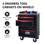 ZUN 4 Drawers Multifunctional Tool Cart with Wheels,Metal Rolling Tool Cart Storage for Garage Workshop W1102P245246