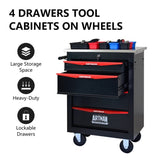 ZUN 4 Drawers Multifunctional Tool Cart with Wheels,Metal Rolling Tool Cart Storage for Garage Workshop W1102P245246