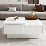 ZUN U-Can Movable Top Coffee Table, Modern Square Wood Coffee Table with High Gloss finish, 4 Hidden WF324734AAK