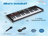 Black 37 Keys Kids Electronic Keyboard with Microphone, 8 Tones & 8 Rhythms Piano Toy for Ages 3 73169368