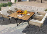 43.5" Square Acacia Wood Outdoor Table - Metal X-Frame, 4-Seater, NaturalBlack, 180lbs Capacity 52125442